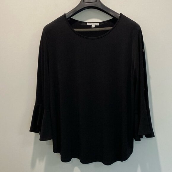 Green Envelope Los Angeles Black Bell Sleeve Flowy Blouse Size 2X - Picture 5 of 11